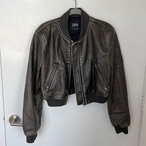 Zara faux leather bomber
